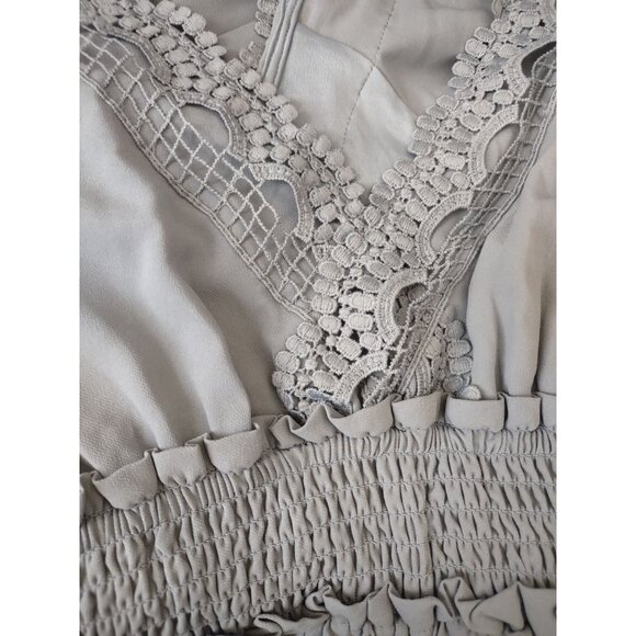 Baltic Born Maxi Dress Womens Size XL long Pippa Ruffle Dusty Blue v-neck lace - Picture 5 of 7